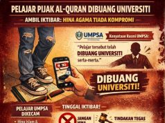 PELAJAR PIJAK AL-QURAN DIBUANG UNIVERSITI: AMBIL IKTIBAR HINA AGAMA TIADA KOMPROMI